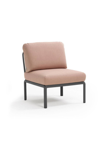 Chauffeuse en résine KOMODO anthracite renforcé en fibre de verre avec coussin rosa
