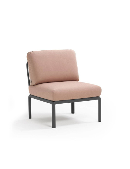 Chauffeuse en résine KOMODO anthracite renforcé en fibre de verre avec coussin rosa