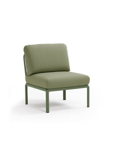 Chauffeuse en résine KOMODO vert agave renforcé en fibre de verre avec coussin giungla