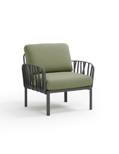 Fauteuil en résine KOMODO 2 accoudoirs anthracite renforcé en fibre de verre avec coussin adriatic 2