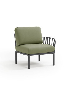 Fauteuil en résine KOMODO anthracite 1 accoudoir renforcé en fibre de verre avec coussin adriatic 2