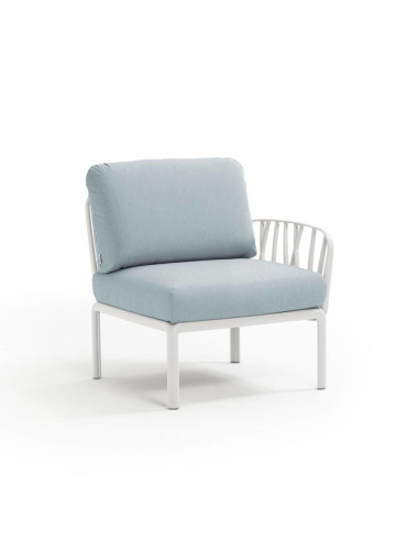 Fauteuil en résine KOMODO blanc 1 accoudoir renforcé en fibre de verre avec coussin ghiaccio