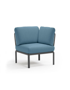 Chauffeuse d'angle en résine KOMODO anthracite renforcé en fibre de verre avec coussin adriatic