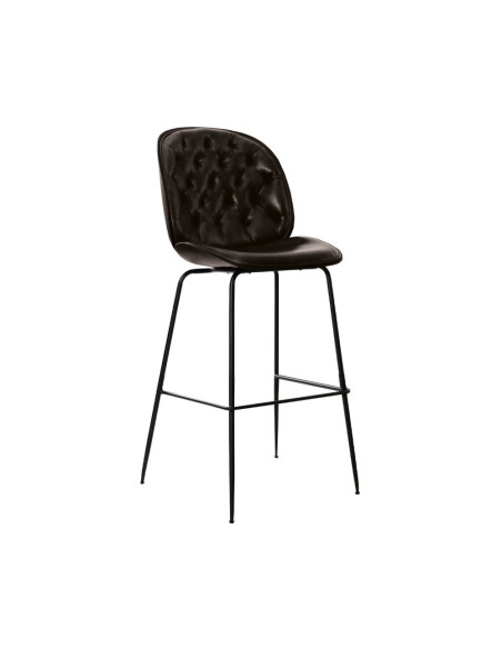 Chaise haute en métal noir CHESTER noir assise et dossier tapissés