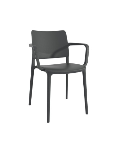Fauteuil en résine JOY anthracite renforcé en fibre de verre
