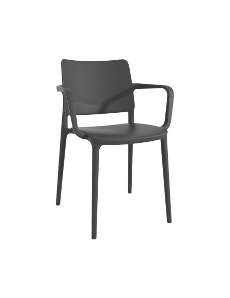 Fauteuil en résine JOY anthracite renforcé en fibre de verre
