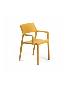 Fauteuil en résine TRILL senape renforcé en fibre de verre