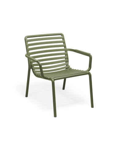 Fauteuil bas en résine DOGA vert agave renforcé fibre de verre