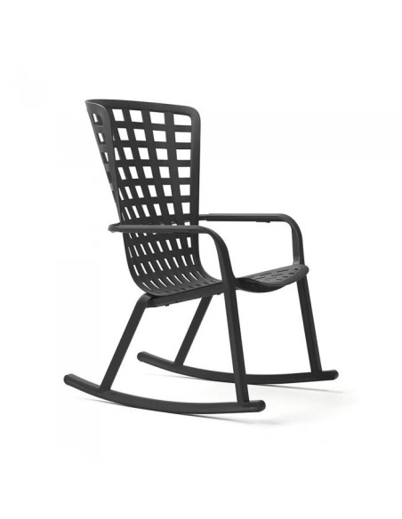 Fauteuil en résine FOLIO ROCKING anthracite  basculant et inclinable 3 positions renforcé en fibre de verre