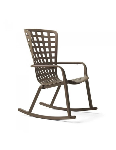 Fauteuil en résine FOLIO ROCKING tabac  basculant et inclinable 3 positions renforcé en fibre de verre