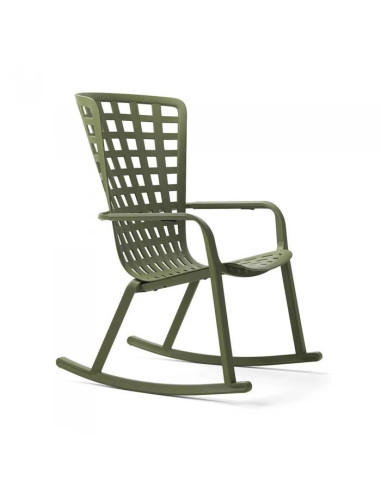 Fauteuil en résine FOLIO ROCKING vert agave basculant et inclinable 3 positions renforcé en fibre de verre
