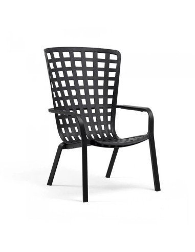 Fauteuil en résine FOLIO anthracite renforcé en fibre de verre inclinable 3 positions