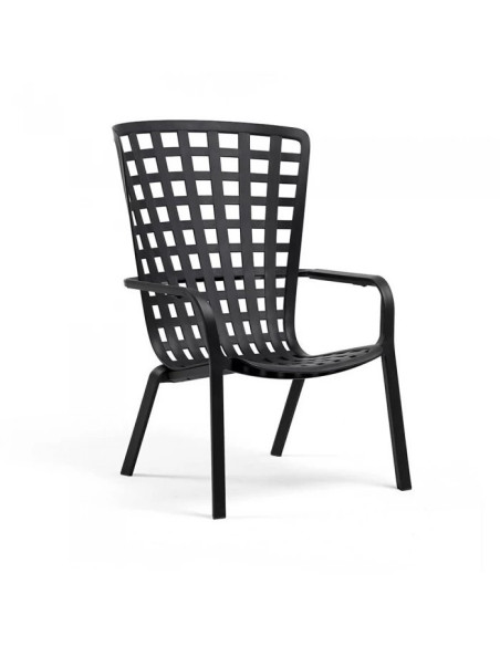 Fauteuil en résine FOLIO anthracite renforcé en fibre de verre inclinable 3 positions