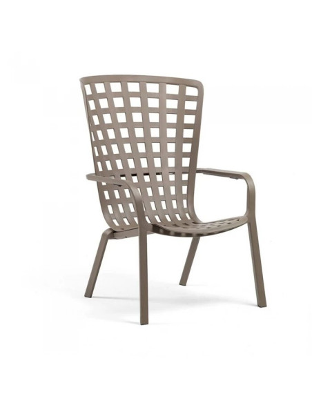 Fauteuil en résine FOLIO taupe renforcé en fibre de verre inclinable 3 positions