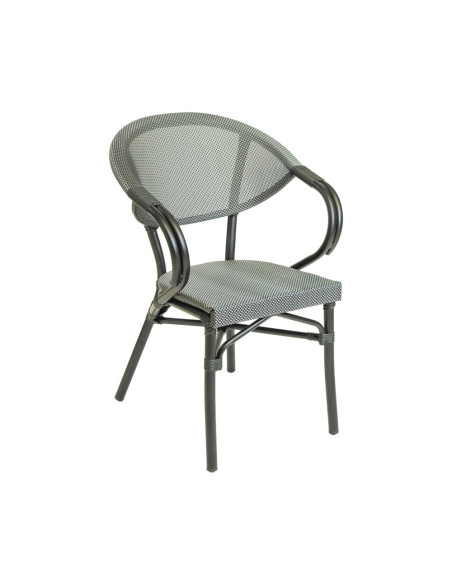 Fauteuil en aluminium MODENE black/silver assise et dossier textylène