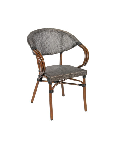 Fauteuil en aluminium MODENE wood/brown assise et dossier textylène
