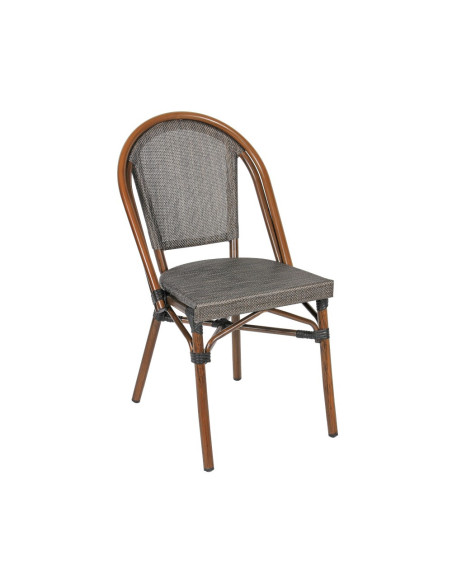 Chaise en aluminium MODENE wood/brown assise et dossier textylène