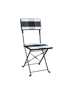 Chaise pliante en métal OPERA assise et dossier tressage wicker bicolore rouge/blanc 2