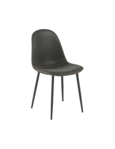 Chaise en métal LOLITA assise et dossier tissu gris avec surpiqure