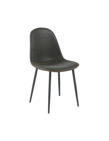 Chaise en métal LOLITA assise et dossier tissu gris avec surpiqure
