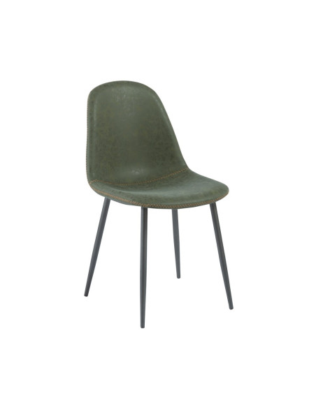 Chaise en métal LOLITA assise et dossier tissu vert avec surpiqure