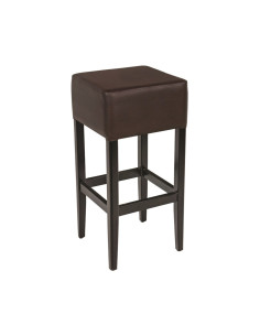 Tabouret en bois hêtre massif wengé VIVALDI assise tissu enduit moka