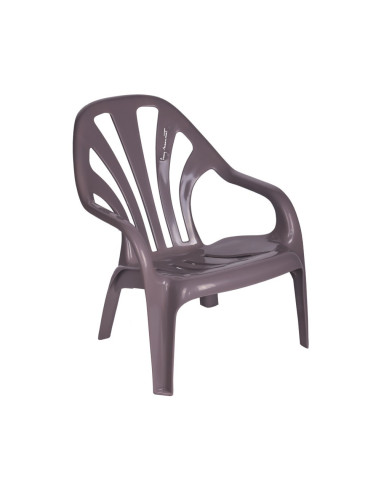 Fauteuil bas en résine BOLERO anthracite assise et dossier ajourés