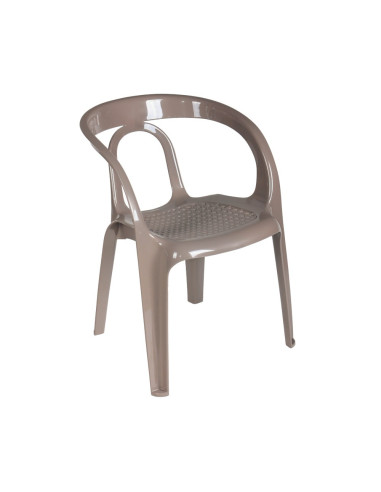 Fauteuil en résine TANGO taupe assise cannée