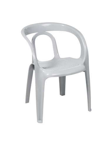 Fauteuil en résine TANGO gris perle assise cannée