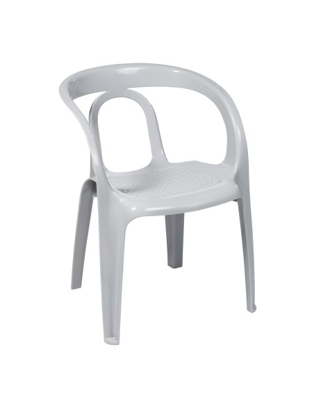 Fauteuil en résine TANGO gris perle assise cannée
