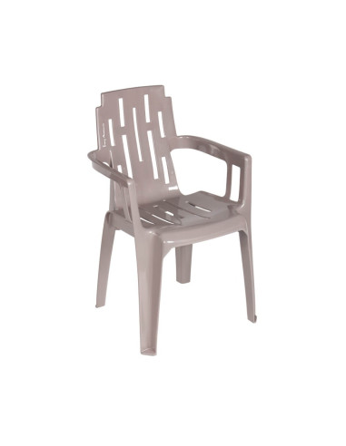Fauteuil en résine MAMBO taupe assise et dossier ajourés