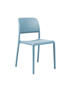 Chaise en résine RAP bleu céleste renforcé fibre de verre assise et dossier perforés