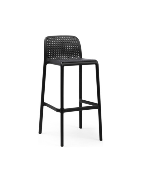 Chaise haute en résine RAP anthracite renforcé fibre de verre assise et dossier perforés