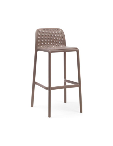 Chaise haute en résine RAP taupe renforcé fibre de verre assise et dossier perforés