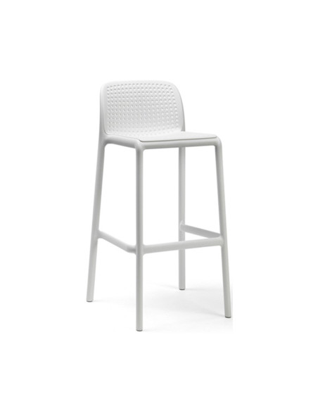 Chaise haute en résine RAP blanc renforcé fibre de verre assise et dossier perforés