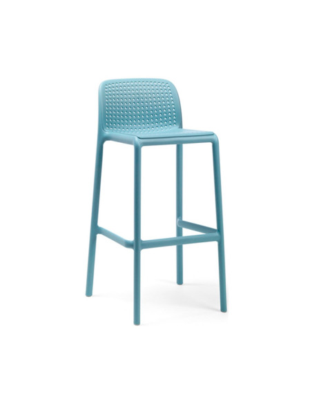 Chaise haute en résine RAP bleu céleste renforcé fibre de verre assise et dossier perforés
