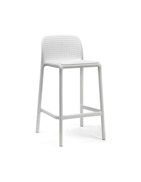 Chaise haute en résine RAP mini blanc renforcé fibre de verre assise et dossier perforés