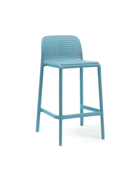 Chaise haute en résine RAP mini bleu céleste renforcé fibre de verre assise et dossier perforés