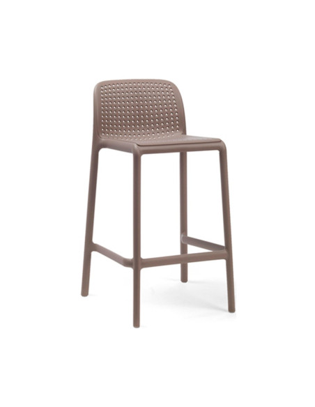 Chaise haute en résine RAP mini taupe renforcé fibre de verre assise et dossier perforés