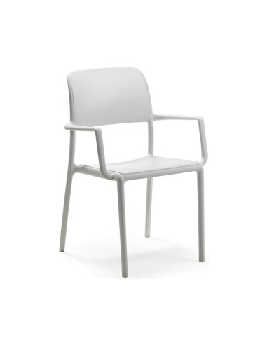 Fauteuil en résine RIVA blanc renforcé fibre de verre assise et dossier pleins