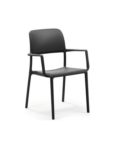 Fauteuil en résine RIVA anthracite renforcé fibre de verre assise et dossier pleins