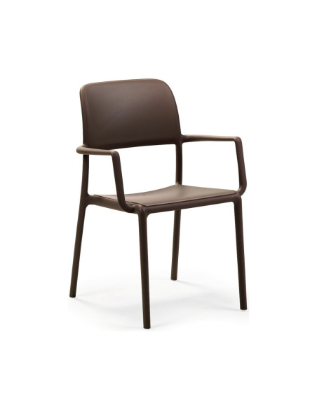 Fauteuil en résine RIVA chocolat renforcé fibre de verre assise et dossier pleins