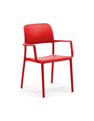 Fauteuil en résine RIVA rouge renforcé fibre de verre assise et dossier pleins