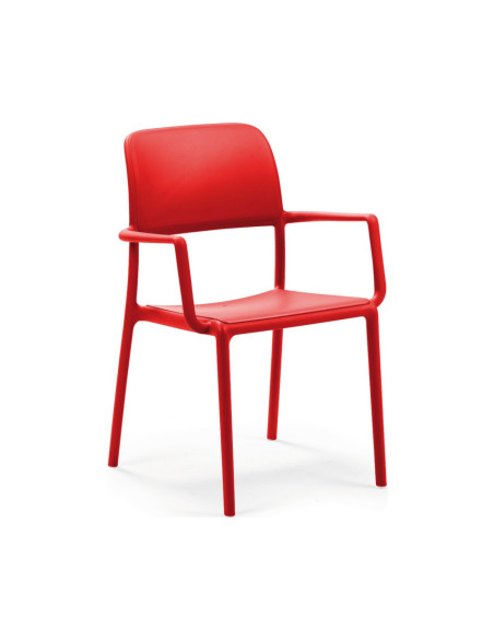 Fauteuil en résine RIVA rouge renforcé fibre de verre assise et dossier pleins