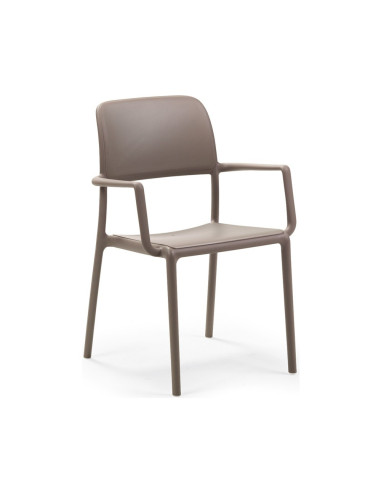 Fauteuil en résine RIVA taupe renforcé fibre de verre assise et dossier pleins