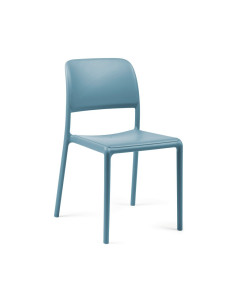 Chaise en résine RIVA bleu céleste renforcé fibre de verre assise et dossier pleins