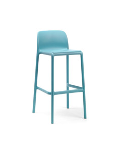 Chaise haute en résine RIVA bleu céleste renforcé fibre de verre assise et dossier pleins