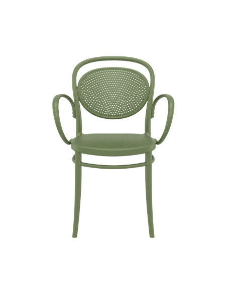 Fauteuil Marcel  en résine vert olive
