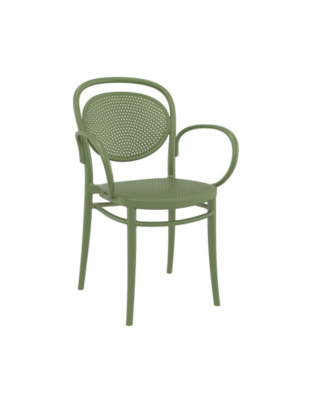 Fauteuil Marcel  en résine vert olive