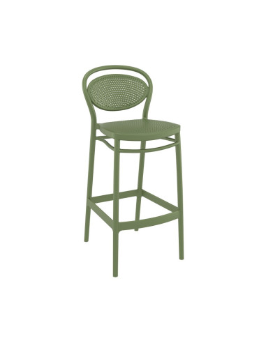 Chaise haute en résine Marcel vert olive